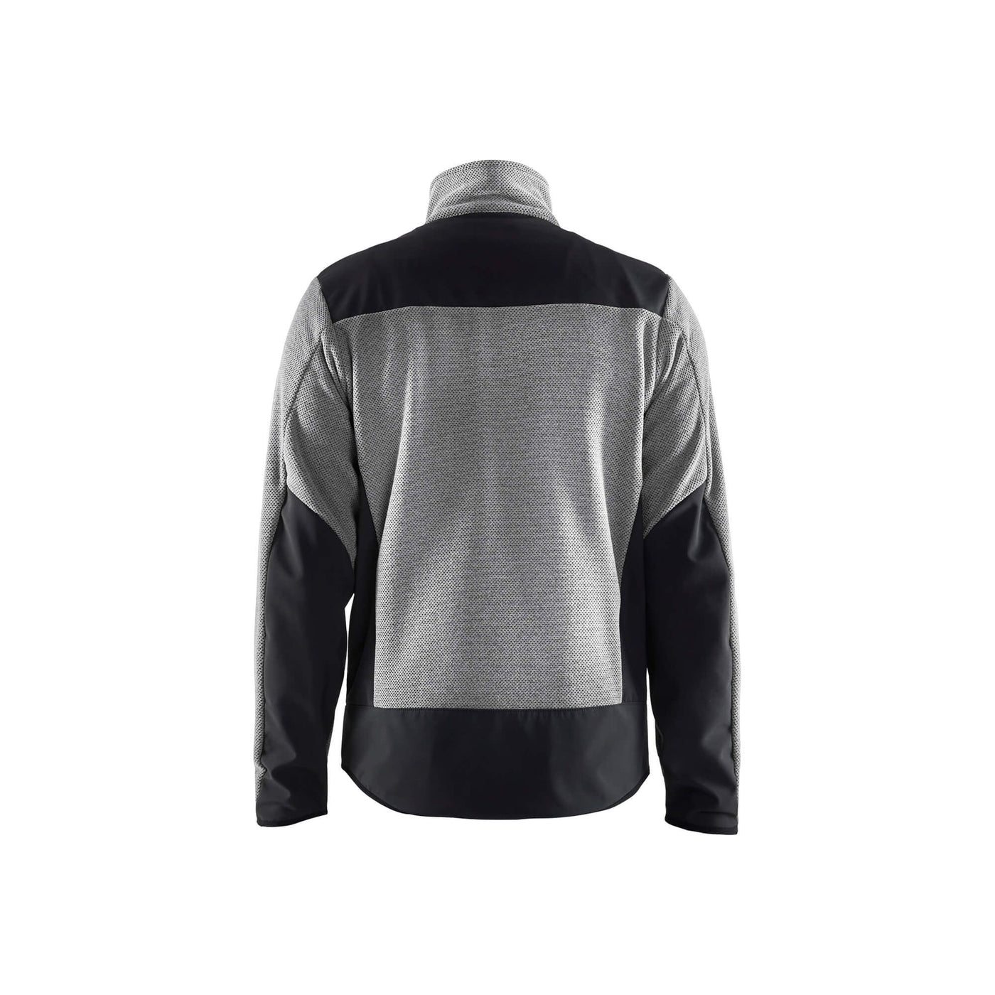 Blaklader 59422536 Knitted Jacket With Softshell Grey Melange/Black Rear #colour_grey-melange-black