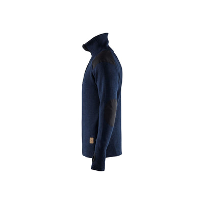 Blaklader 46301071 Knitted Wool Sweater Dark Navy Blue/Dark Grey Left #colour_dark-navy-blue-dark-grey