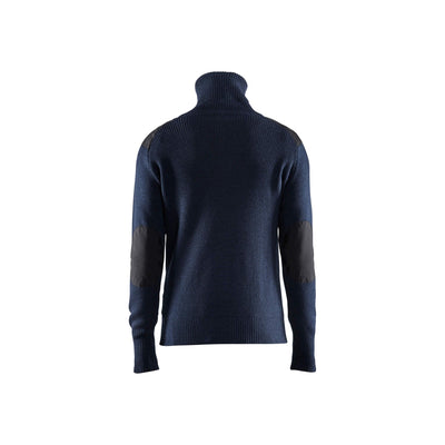Blaklader 46301071 Knitted Wool Sweater Dark Navy Blue/Dark Grey Rear #colour_dark-navy-blue-dark-grey
