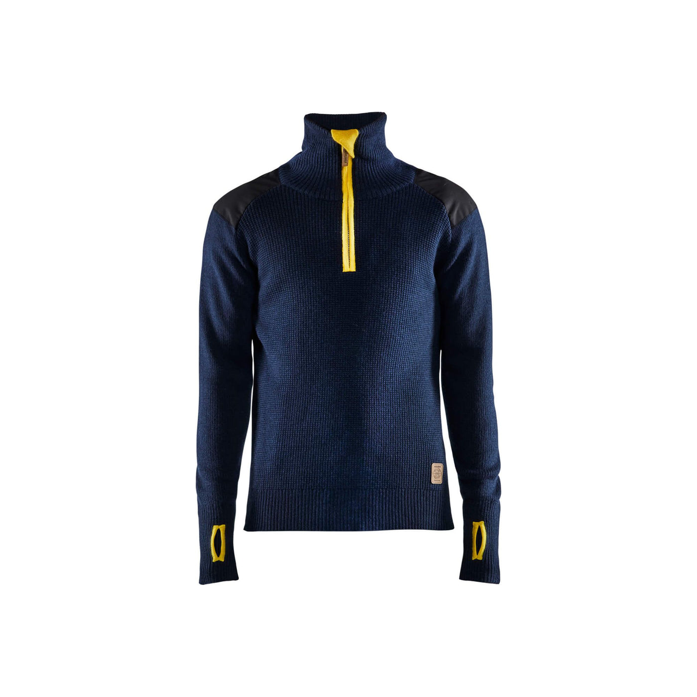 Blaklader 46301071 Knitted Wool Sweater Dark Navy Blue/Yellow Main #colour_dark-navy-blue-yellow