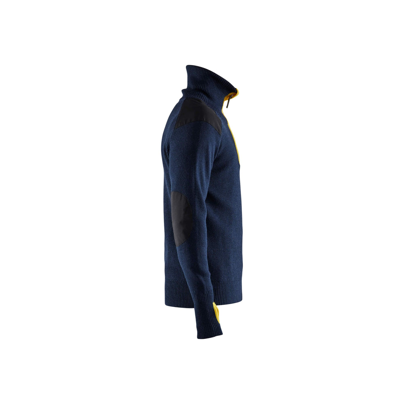 Blaklader 46301071 Knitted Wool Sweater Dark Navy Blue/Yellow Right #colour_dark-navy-blue-yellow