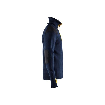 Blaklader 46301071 Knitted Wool Sweater Dark Navy Blue/Yellow Right #colour_dark-navy-yellow
