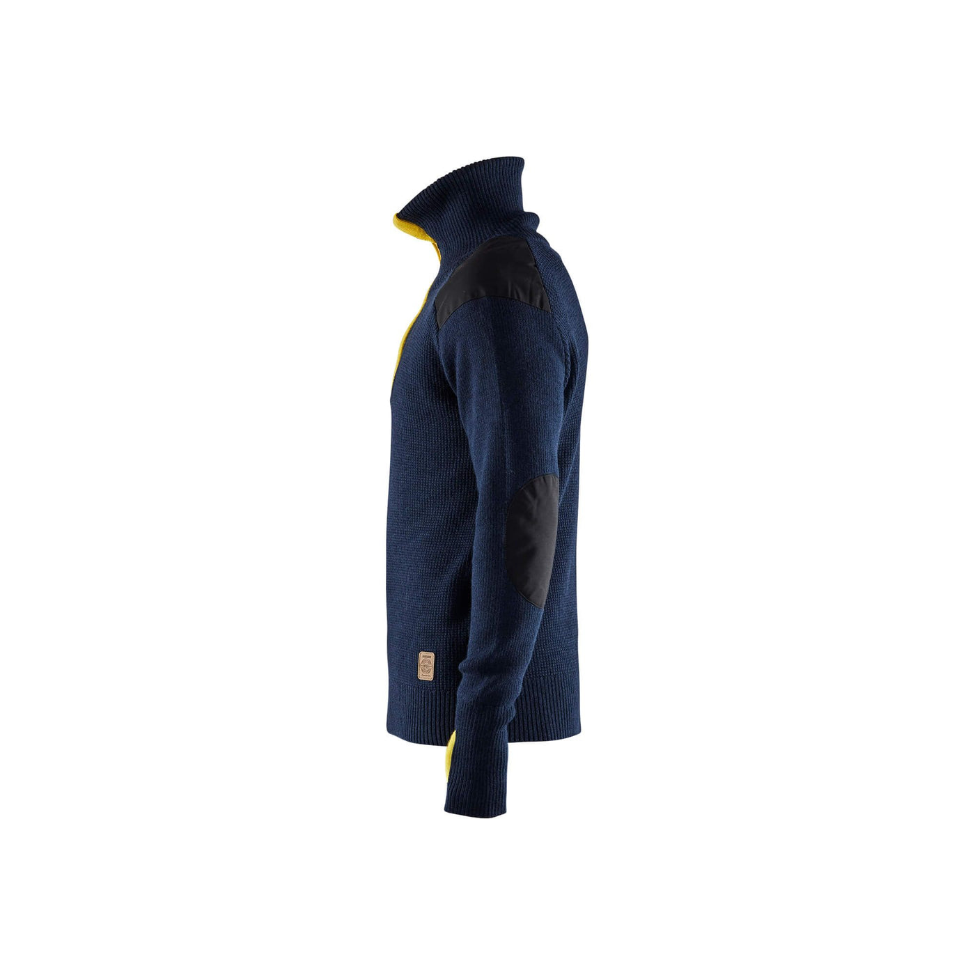 Blaklader 46301071 Knitted Wool Sweater Dark Navy Blue/Yellow Left #colour_dark-navy-blue-yellow