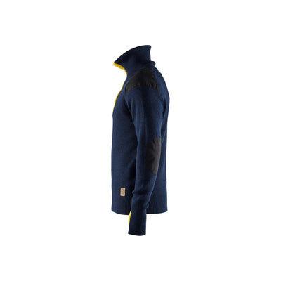 Blaklader 46301071 Knitted Wool Sweater Dark Navy Blue/Yellow Left #colour_dark-navy-yellow