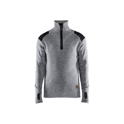 Blaklader 46301071 Knitted Wool Sweater Grey Melange/Dark Grey Main #colour_grey-melange-dark-grey