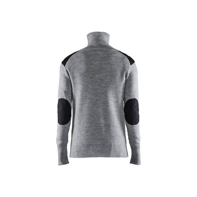 Blaklader 46301071 Knitted Wool Sweater Grey Melange/Dark Grey Rear #colour_grey-melange-dark-grey