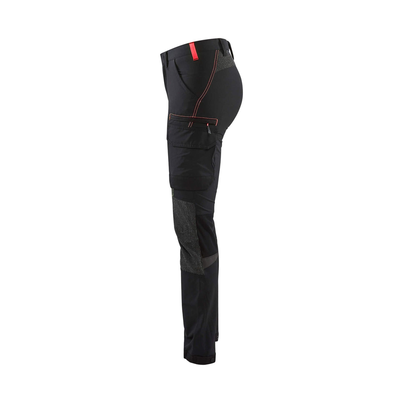 Blaklader 71221645 Ladies 4-Way-Stretch Trousers Cordura Black/Red Left #colour_black-red