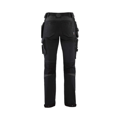 Blaklader 71921645 Ladies Craftsman Trousers4-Way-Stretch Black/Dark Grey Rear #colour_black-dark-grey