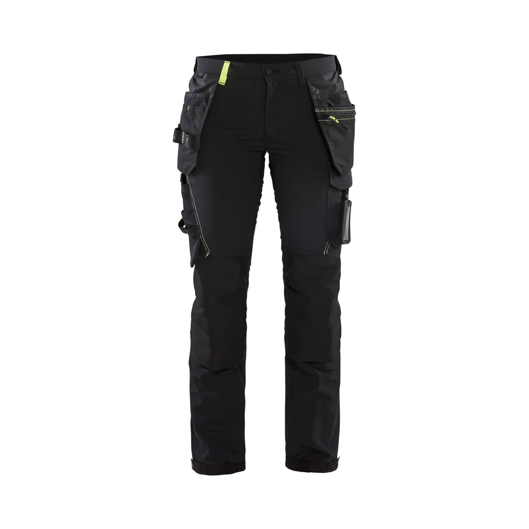 Blaklader 71921645 Ladies Craftsman Trousers4-Way-Stretch Black/Hi-Vis Yellow Main #colour_black-yellow