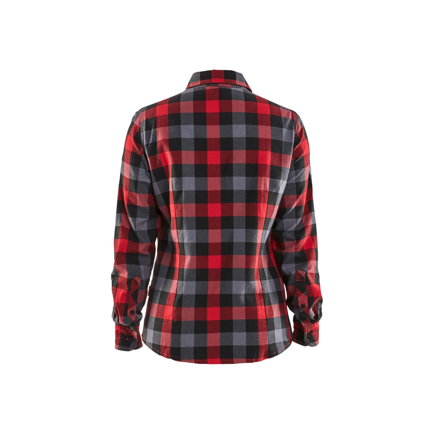 Blaklader 32091152 Ladies Flannel Shirt Red/Black Rear #colour_red-black