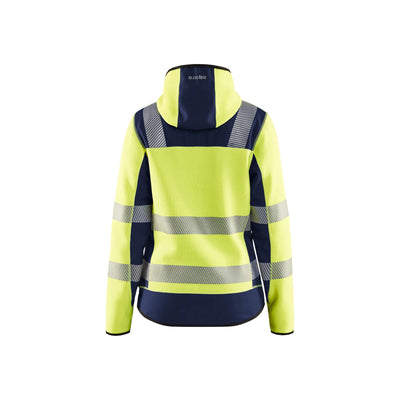 Blaklader 49672120 Ladies Hi-Vis Knitted Jacket Yellow/Navy Blue Rear #colour_yellow-navy-blue
