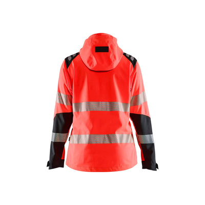 Blaklader 47912513 Ladies Hi-Vis Softshell Jacket Red/Black Rear #colour_red-black