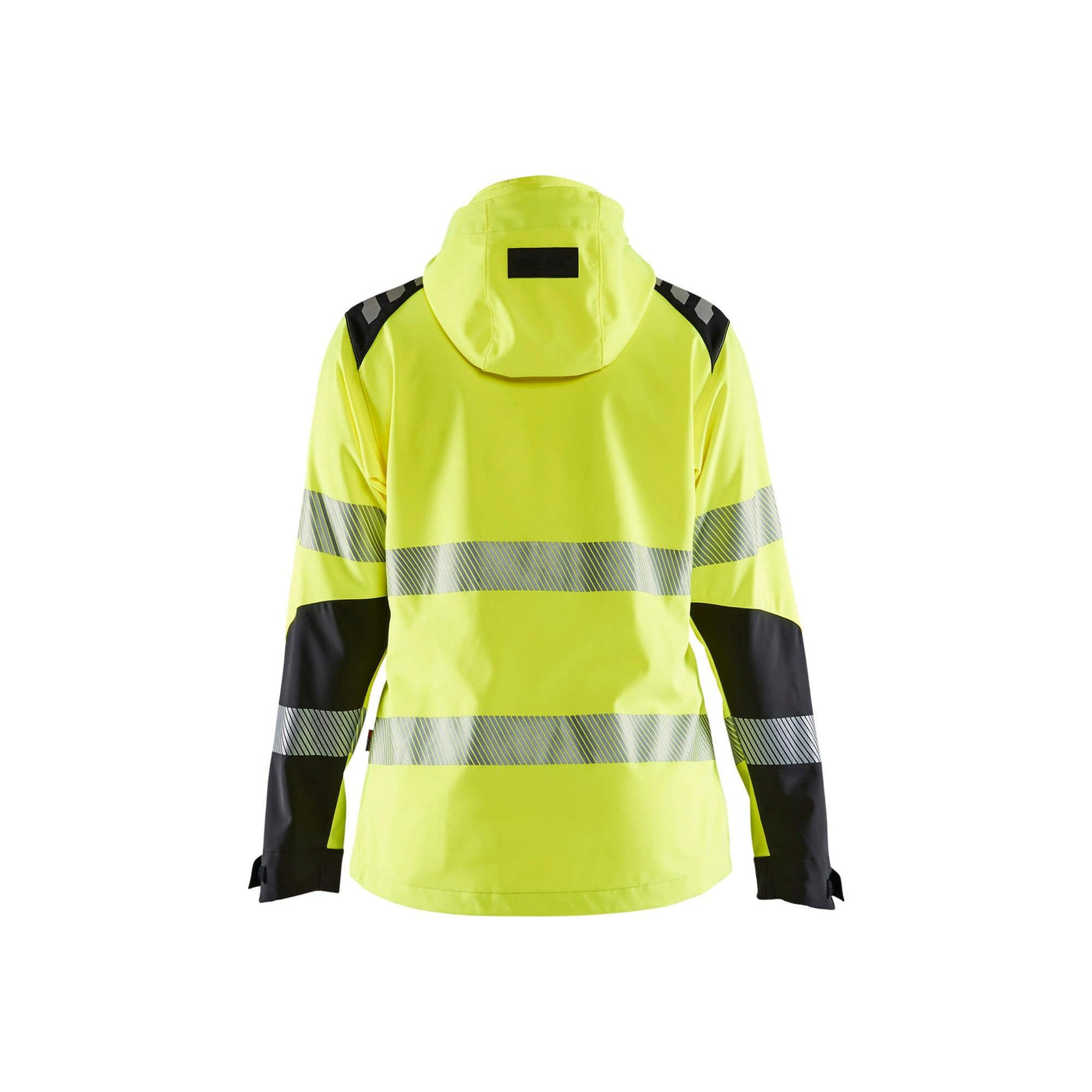 Blaklader 47912513 Ladies Hi-Vis Softshell Jacket Yellow/Black Rear #colour_yellow-black