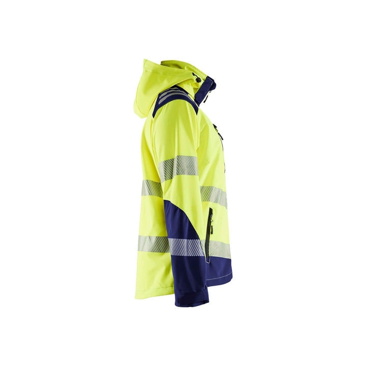 Blaklader 47912513 Ladies Hi-Vis Softshell Jacket Yellow/Navy Blue Right #colour_yellow-navy-blue