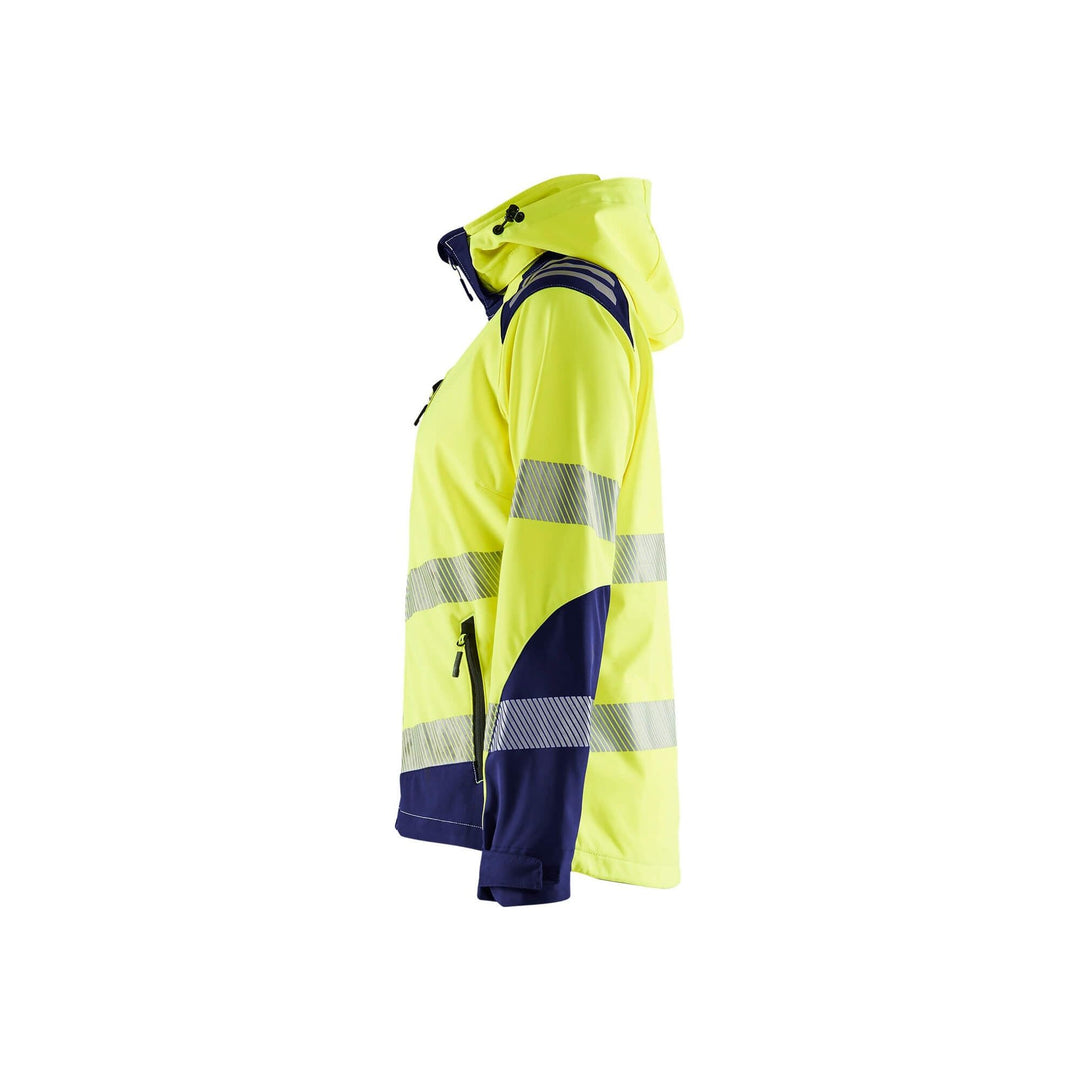 Blaklader 47912513 Ladies Hi-Vis Softshell Jacket Yellow/Navy Blue Left #colour_yellow-navy-blue