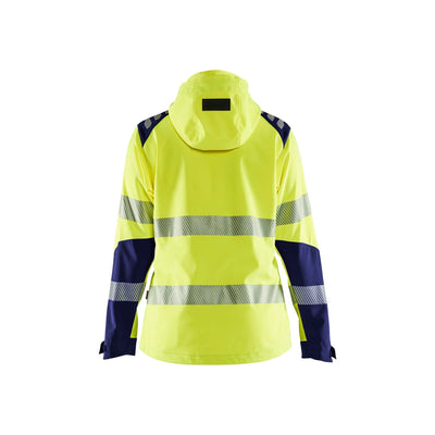Blaklader 47912513 Ladies Hi-Vis Softshell Jacket Yellow/Navy Blue Rear #colour_yellow-navy-blue
