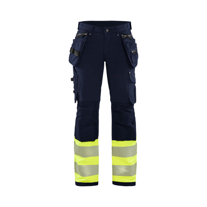 Blaklader 71931642 Ladies Hi-Vis Trousers 4-Way-Stretch Navy Blue/Hi-Vis Yellow Main #colour_navy-blue-yellow