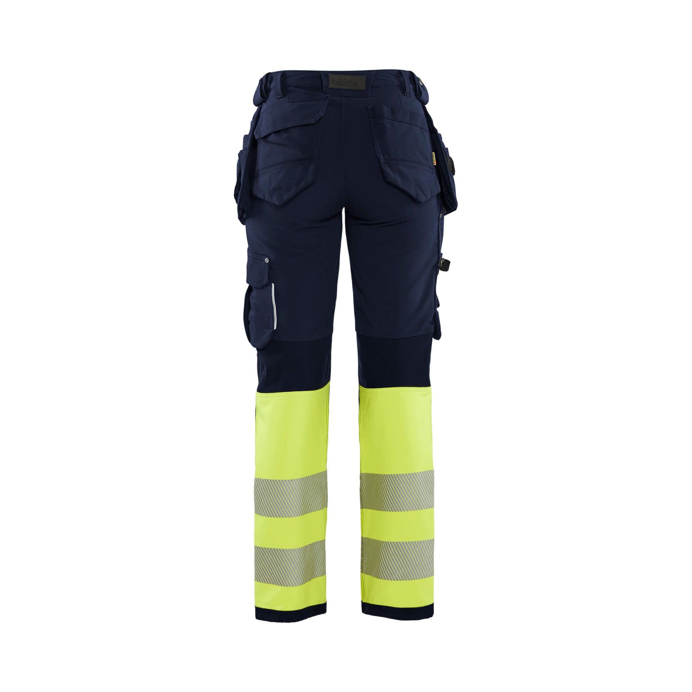 Blaklader 71931642 Ladies Hi-Vis Trousers 4-Way-Stretch Navy Blue/Hi-Vis Yellow Rear #colour_navy-blue-yellow