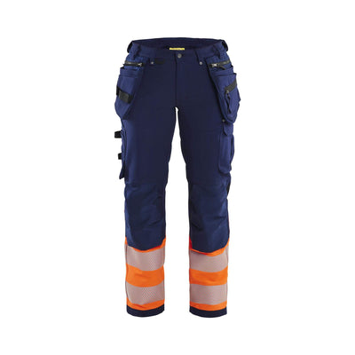 Blaklader 71931642 Ladies Hi-Vis Trousers 4-Way-Stretch Navy Blue/Orange Main #colour_navy-blue-orange