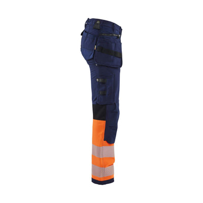 Blaklader 71931642 Ladies Hi-Vis Trousers 4-Way-Stretch Navy Blue/Orange Right #colour_navy-blue-orange
