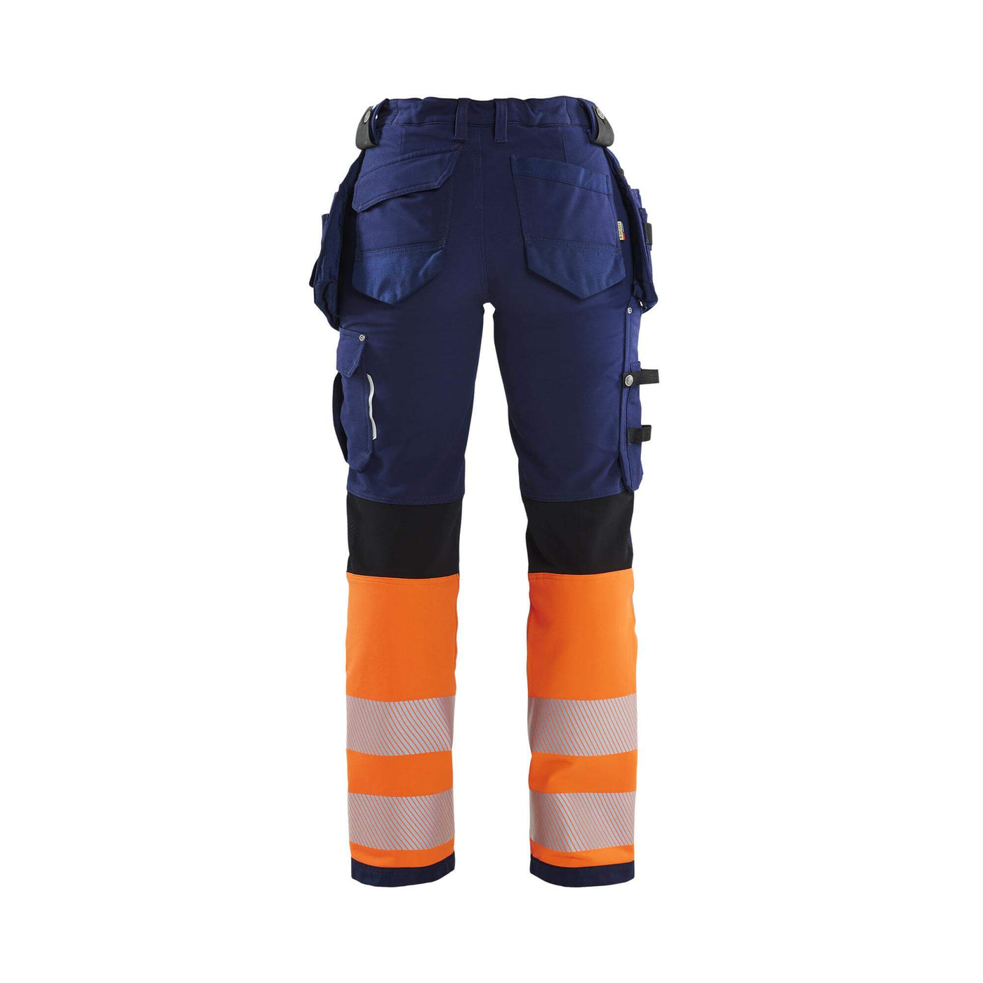 Blaklader 71931642 Ladies Hi-Vis Trousers 4-Way-Stretch Navy Blue/Orange Rear #colour_navy-blue-orange