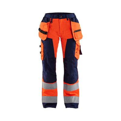 Blaklader 71561811 Ladies Hi-Vis Trousers Orange/Navy Blue Main #colour_orange-navy-blue