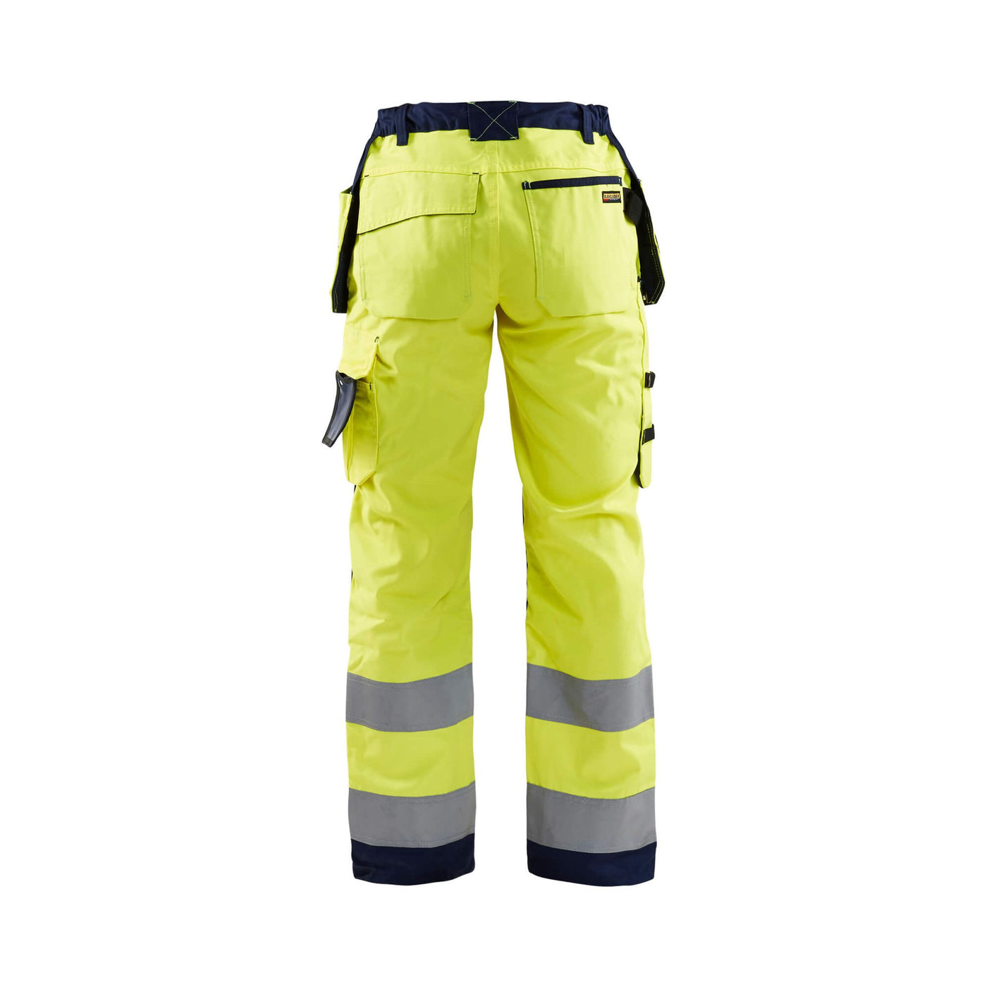 Blaklader 71561811 Ladies Hi-Vis Trousers Yellow/Navy Blue Rear #colour_yellow-navy-blue