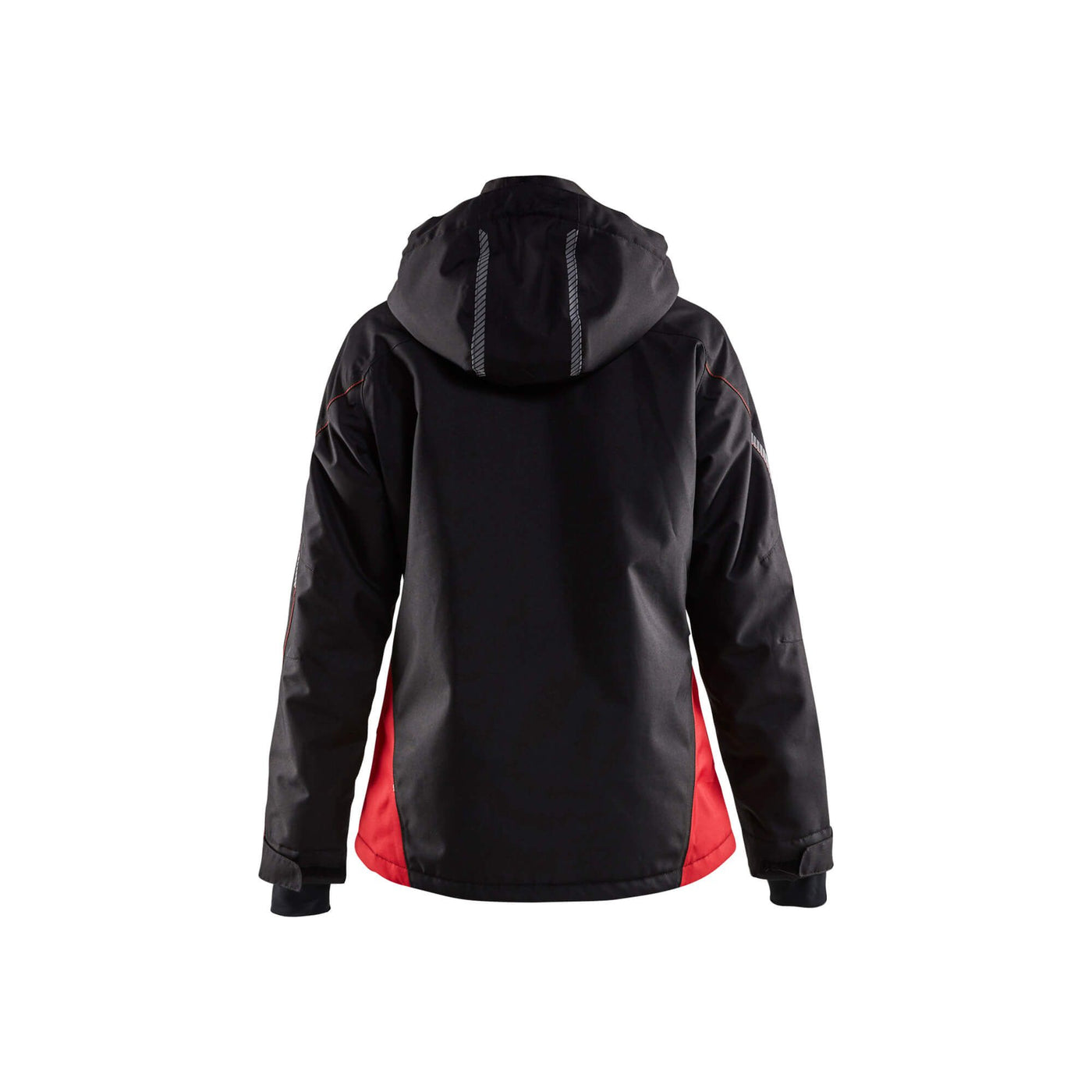 Blaklader 49721977 Ladies Lightweight Waterproof Jacket Black/Red Rear #colour_black-red