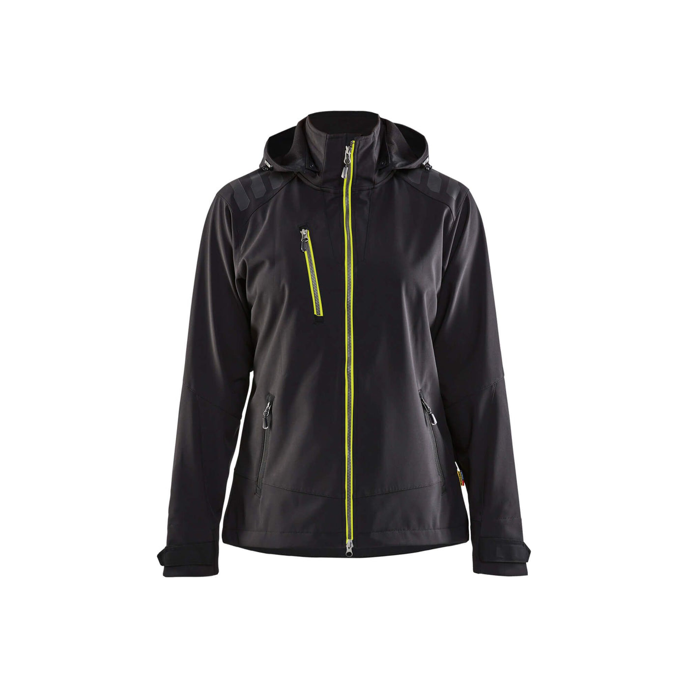 Blaklader 47192513 Ladies Waterproof Softshell Jacket Black/Hi-Vis Yellow Main #colour_black-yellow
