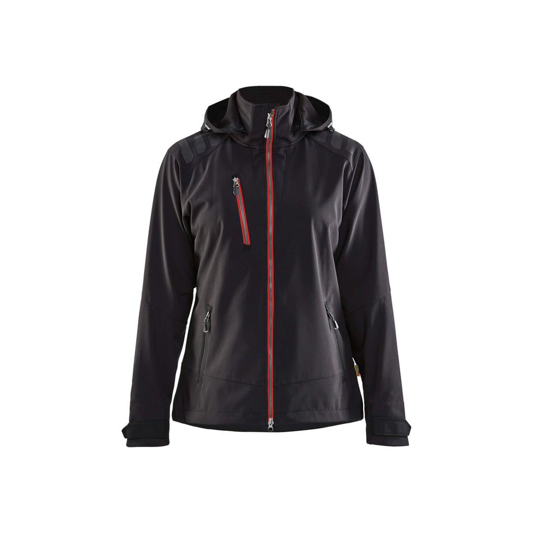 Blaklader 47192513 Ladies Waterproof Softshell Jacket Black/Red Main #colour_black-red