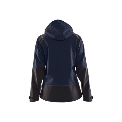 Blaklader 47192513 Ladies Waterproof Softshell Jacket Dark Navy Blue/Black Rear #colour_dark-navy-blue-black