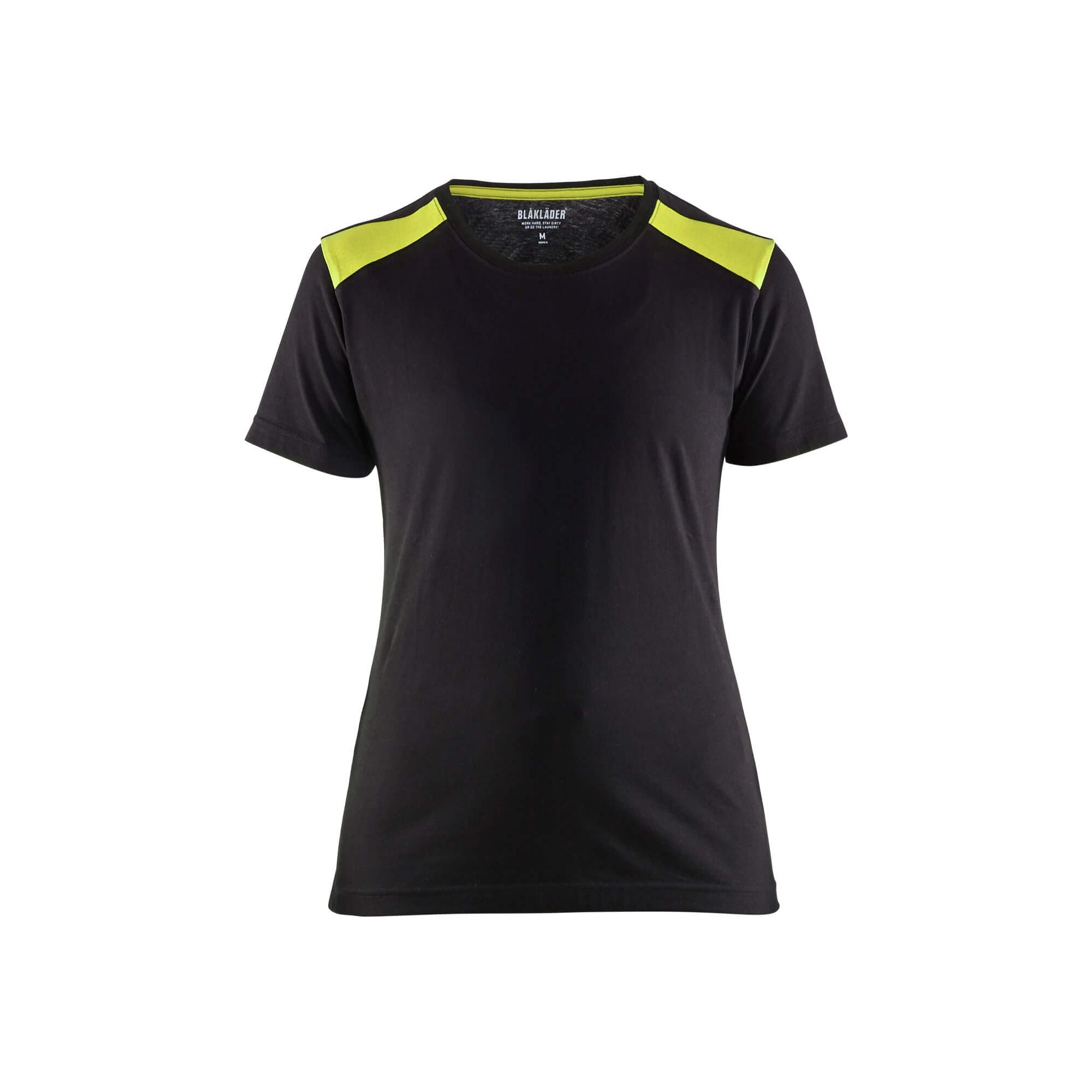 Blaklader 34791042 Ladies Work T-Shirt Black/Hi-Vis Yellow Main #colour_black-yellow