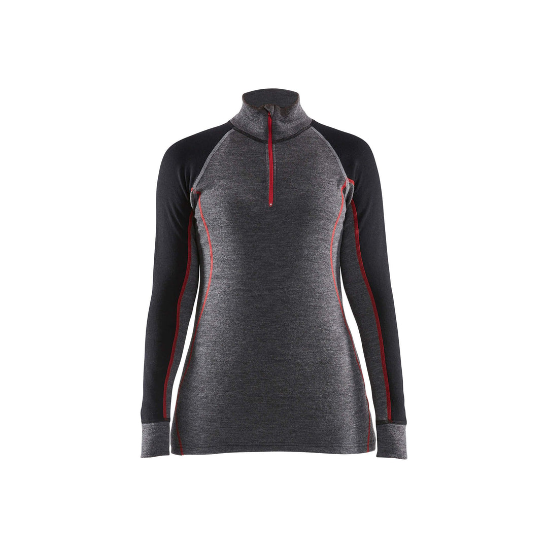 Blaklader 72991736 Ladies Zip-Up Thermal Top Mid Grey/Black Main #colour_mid-grey-black