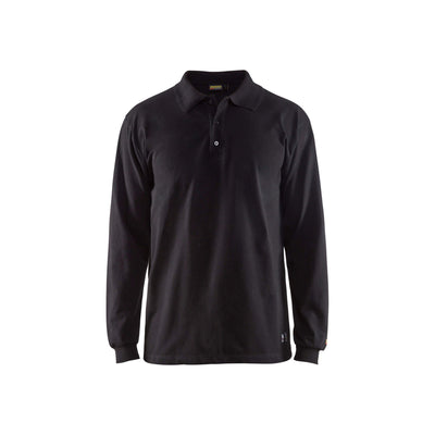 Blaklader 33741726 Long-Sleeve Polo Flame-Retardant Black Main #colour_black