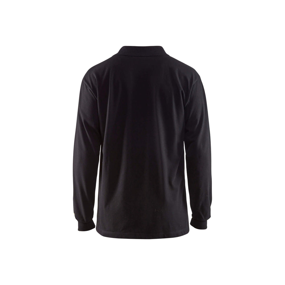 Blaklader 33741726 Long-Sleeve Polo Flame-Retardant Black Rear #colour_black