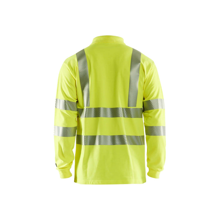 Blaklader 34391726 Long-Sleeve Polo Multinorm Hi-Vis Yellow Rear #colour_yellow