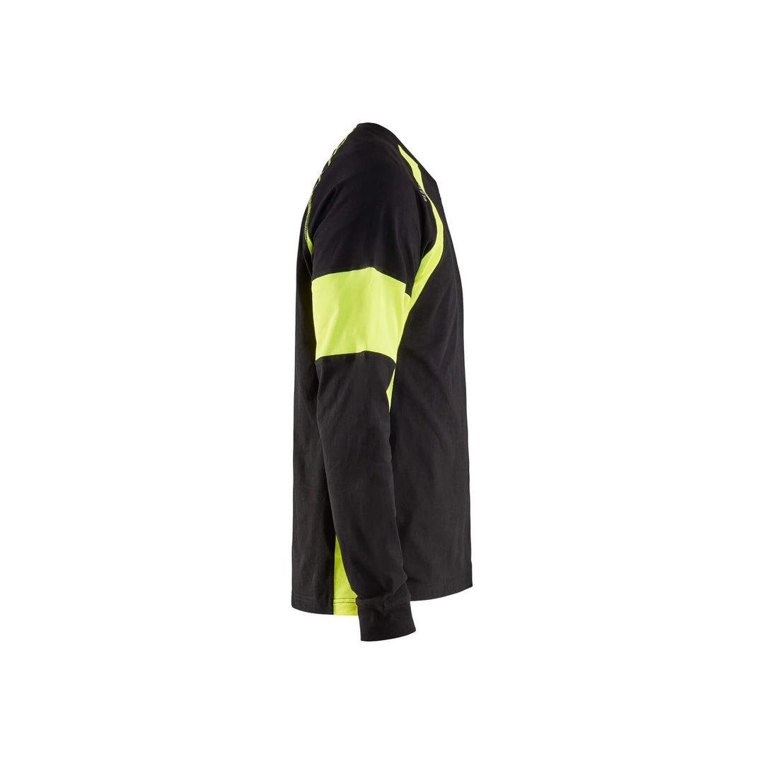 Blaklader 35201030 Long Sleeve T-Shirt Black/Hi-Vis Yellow Right #colour_black-yellow