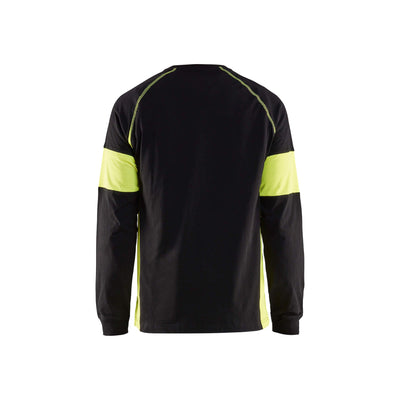 Blaklader 35201030 Long Sleeve T-Shirt Black/Hi-Vis Yellow Rear #colour_black-yellow