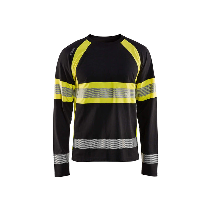 Blaklader 35101030 Long-Sleeve T-Shirt Hi-Vis Black/Hi-Vis Yellow Main #colour_black-yellow