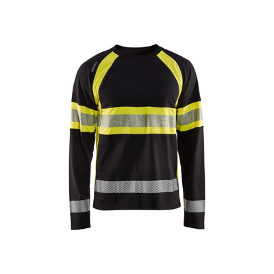 Blaklader 35101030 Long-Sleeve T-Shirt Hi-Vis Black/Hi-Vis Yellow Main #colour_black-yellow