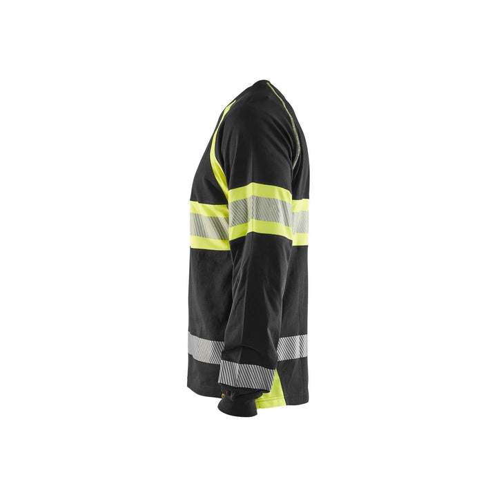 Blaklader 35101030 Long-Sleeve T-Shirt Hi-Vis Black/Hi-Vis Yellow Right #colour_black-yellow