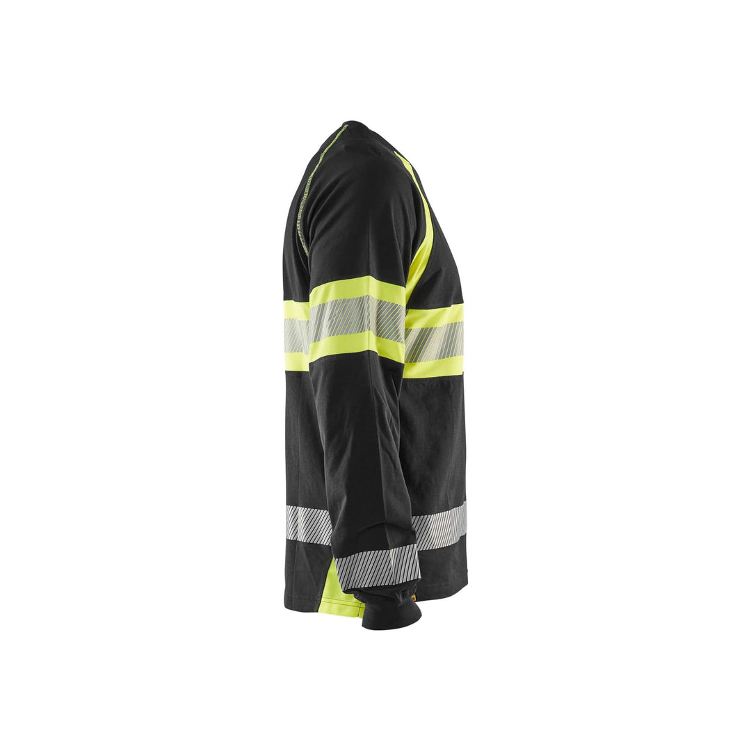 Blaklader 35101030 Long-Sleeve T-Shirt Hi-Vis Black/Hi-Vis Yellow Left #colour_black-yellow