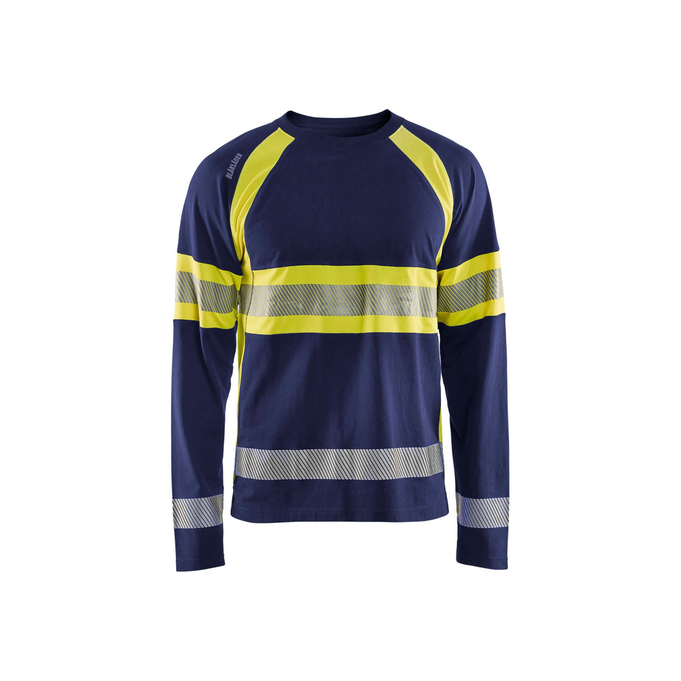 Blaklader 35101030 Long-Sleeve T-Shirt Hi-Vis Navy Blue/Hi-Vis Yellow Main #colour_navy-blue-yellow