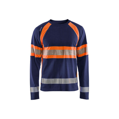 Blaklader 35101030 Long-Sleeve T-Shirt Hi-Vis Navy Blue/Orange Main #colour_navy-blue-orange