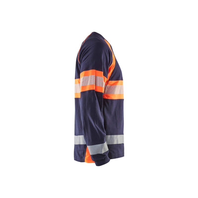 Blaklader 35101030 Long-Sleeve T-Shirt Hi-Vis Navy Blue/Orange Right #colour_navy-blue-orange