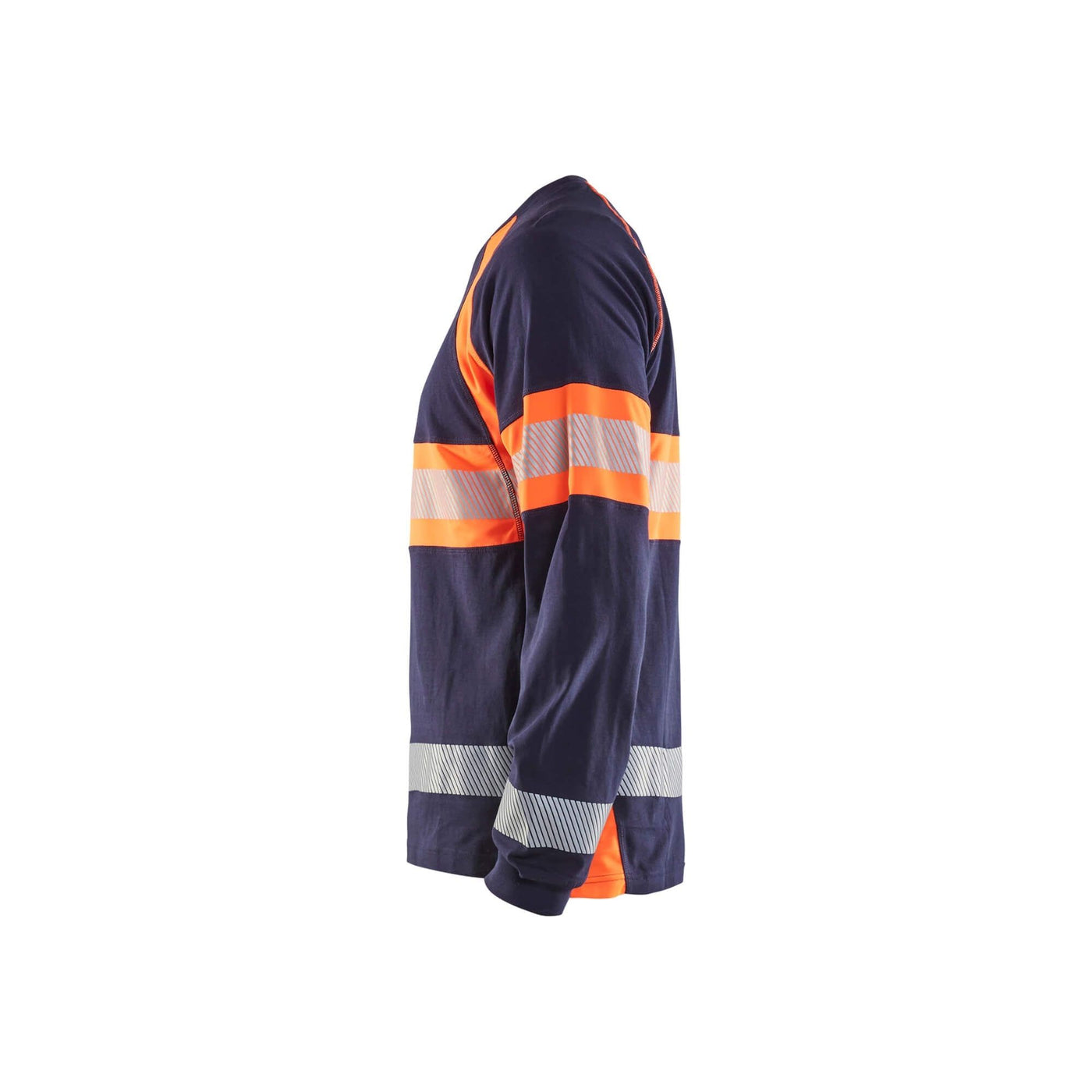 Blaklader 35101030 Long-Sleeve T-Shirt Hi-Vis Navy Blue/Orange Left #colour_navy-blue-orange