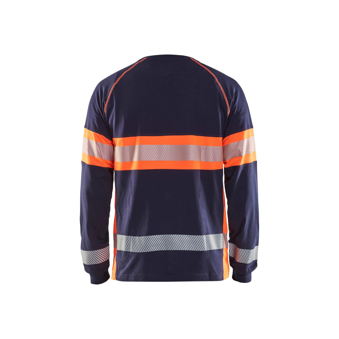 Blaklader 35101030 Long-Sleeve T-Shirt Hi-Vis Navy Blue/Orange Rear #colour_navy-blue-orange