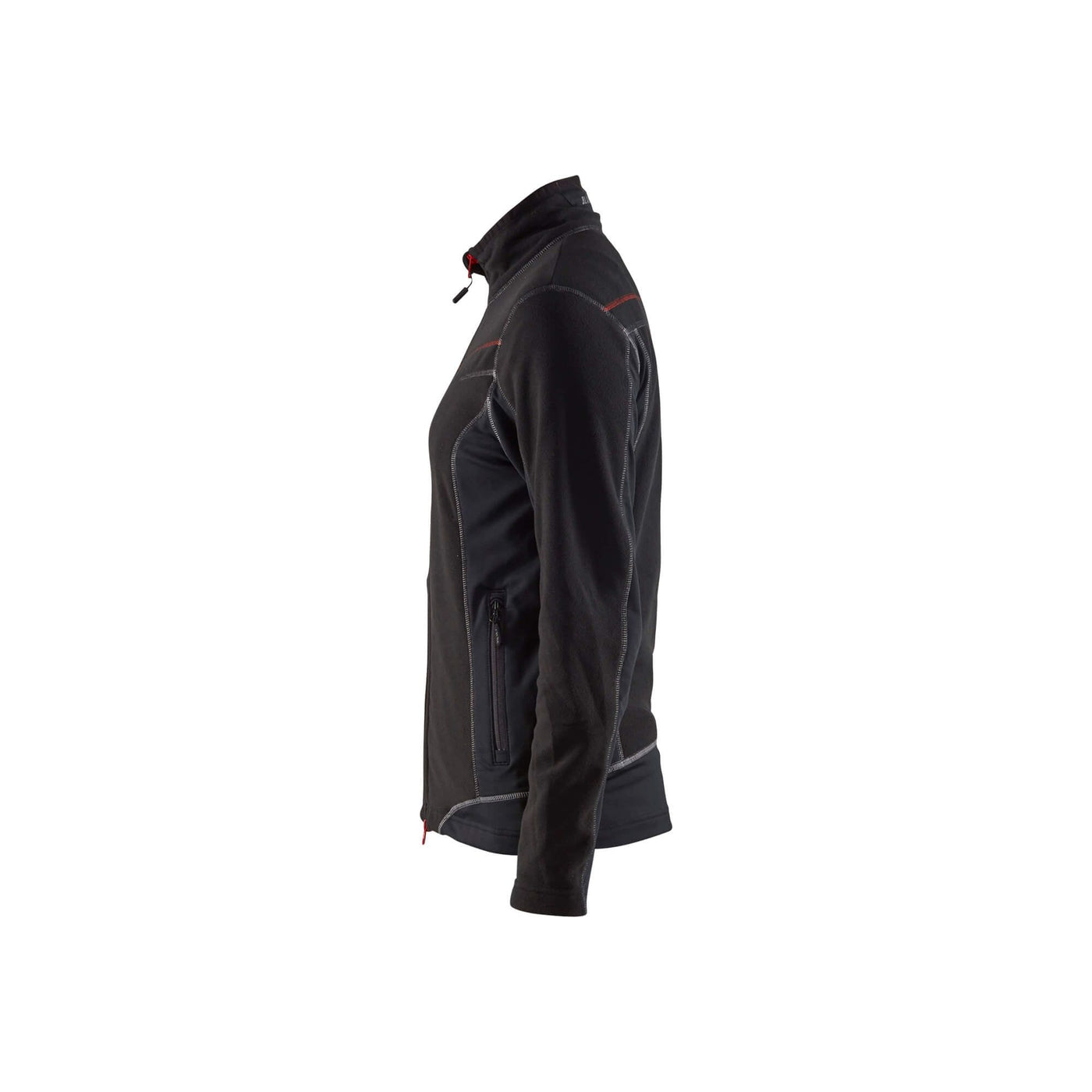 Blaklader 49241010 Micro Fleece Jacket Black/Red Left #colour_black-red