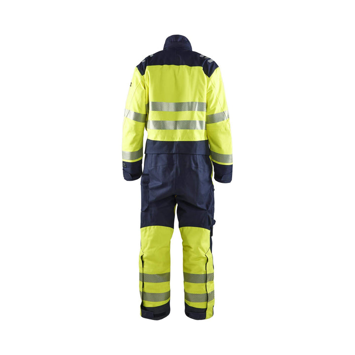 Blaklader 63171534 Multinorm Flame Retardandant Winter Overall Yellow/Navy Blue Rear #colour_yellow-navy-blue