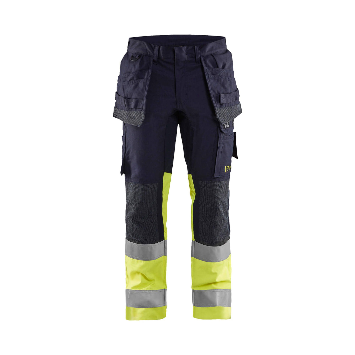 Blaklader 14871512 Multinorm Flame-Retardant Stretch Trousers Navy Blue/Hi-Vis Yellow Main #colour_navy-blue-yellow
